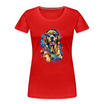 Golden Retriever - Frauen Premium Bio T-Shirt - Rot - Vorne - Mia (176cm)