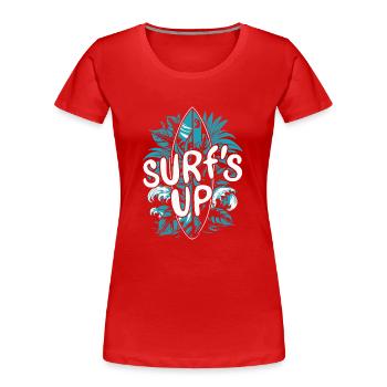 SURF'S UP - Frauen Premium Bio T-Shirt - Rot - Vorne - Mia (176cm)
