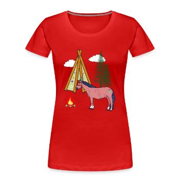 Schamanen Pferd Pferde Ross Gaul Wilder Westen - Frauen Premium Bio T-Shirt - Rot - Vorne - Mia (176cm)