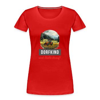 Village Kid Tracteur Agriculture Village Farmer - T-shirt bio Premium Femme - rouge - Devant - Mia (176cm)