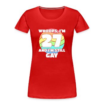 27. Geburtstag 27 BDay Lesbisch Schwul Bi Trans - - Frauen Premium Bio T-Shirt - Rot - Vorne - Mia (176cm)