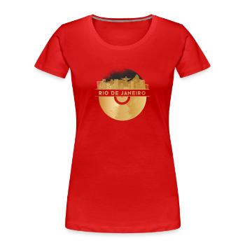 Vinyl-Schallplatte Disco-Musik Skyline - Frauen Premium Bio T-Shirt - Rot - Vorne - Mia (176cm)