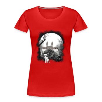 Château médiéval Forêt Loups Conte de fées Wehrwolf - T-shirt bio Premium Femme - rouge - Devant - Mia (176cm)