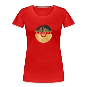 Vinyl-Schallplatte Disco-Musik arts - Frauen Premium Bio T-Shirt - Rot - Vorne - Mia (176cm)