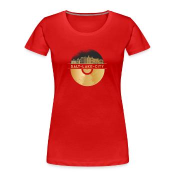 Vinyl-Schallplatte Disco-Musik - Frauen Premium Bio T-Shirt - Rot - Vorne - Mia (176cm)