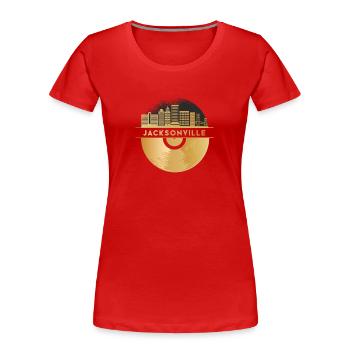 Vinyl-Schallplatte Disco-Musik - Frauen Premium Bio T-Shirt - Rot - Vorne - Mia (176cm)