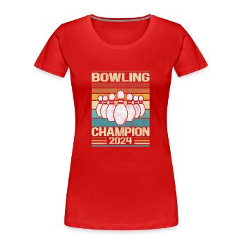 Bowling Champion 2024 - Retro Design - Frauen Premium Bio T-Shirt - Rot - Vorne - Mia (176cm)
