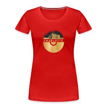Vinyl-Schallplatte Disco-Musik Skyline-Charlotte - Frauen Premium Bio T-Shirt - Rot - Vorne - Mia (176cm)