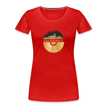 Vinyl-Schallplatte Disco-Musik Skyline-California - Frauen Premium Bio T-Shirt - Rot - Vorne - Mia (176cm)