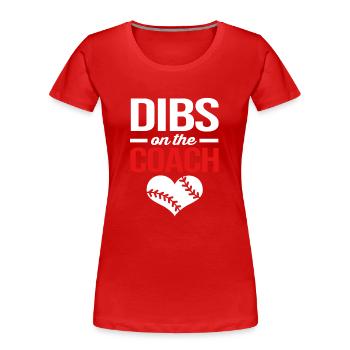 Baseball Coach - Women's Premium Organic T-Shirt - red - Front - Mia (176cm)