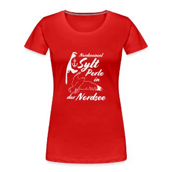 Sylt pearl in the North Sea - Women's Premium Organic T-Shirt - red - Front - Mia (176cm)