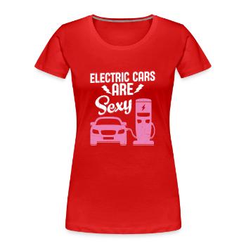 Les voitures électriques sont un véhicule électrique sexy - T-shirt bio Premium Femme - rouge - Devant - Mia (176cm)