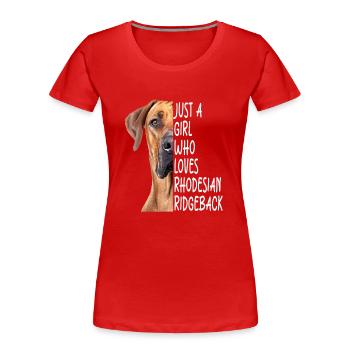 Ridgeback Rhodesian Gift - Women's Premium Organic T-Shirt - red - Front - Mia (176cm)