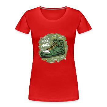 COOLE SCHUHE, SOLE MATE - Frauen Premium Bio T-Shirt - Rot - Vorne - Mia (176cm)