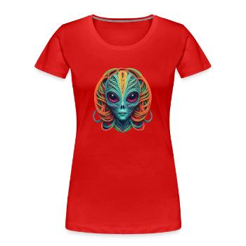 Alien - Women's Premium Organic T-Shirt - red - Front - Mia (176cm)