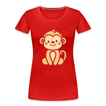 Affe - Frauen Premium Bio T-Shirt - Rot - Vorne - Mia (176cm)