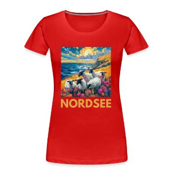 Moutons de la mer du Nord Allemagne du Nord Basse-Saxe - T-shirt bio Premium Femme - rouge - Devant - Mia (176cm)