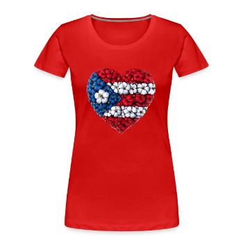 Puerto Rico Blumen Herz - Frauen Premium Bio T-Shirt - Rot - Vorne - Mia (176cm)