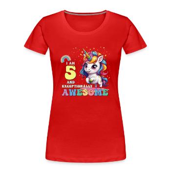 J'ai 5 ans et je suis génial - Filles Enfants Licorne C'est mon - T-shirt bio Premium Femme - rouge - Devant - Mia (176cm)