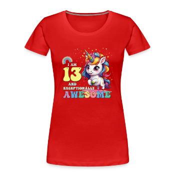 J'ai 13 ans et je suis géniale - Filles Enfants Licorne C'est mon - T-shirt bio Premium Femme - rouge - Devant - Mia (176cm)