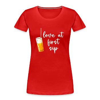 Kombucha-Liebhaber-Liebe auf den ersten Schluck - Frauen Premium Bio T-Shirt - Rot - Vorne - Mia (176cm)