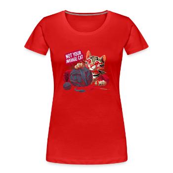 Ocelot Chat Sauvage Animaux Exotiques Jungle Gros Chat - T-shirt bio Premium Femme - rouge - Devant - Mia (176cm)