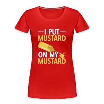 Senf Mustard - Women's Premium Organic T-Shirt - red - Front - Mia (176cm)