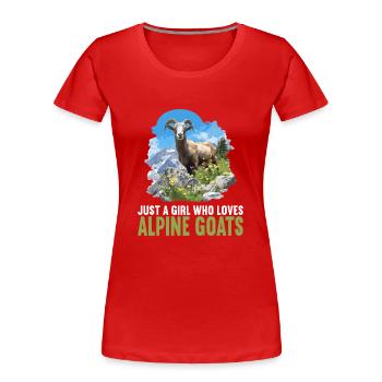 Alpine Goat Bergziegen Bergziege - Frauen Premium Bio T-Shirt - Rot - Vorne - Mia (176cm)