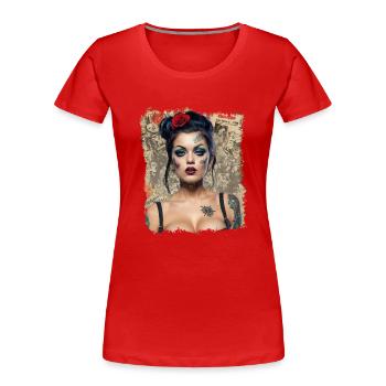 Pin Up Rock Fähigkeit Frau - Frauen Premium Bio T-Shirt - Rot - Vorne - Mia (176cm)