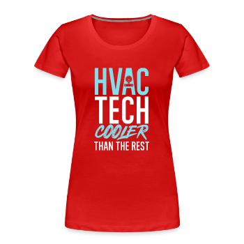 Chauffage, Climatisation, Ventilation, Technicien - T-shirt bio Premium Femme - rouge - Devant - Mia (176cm)