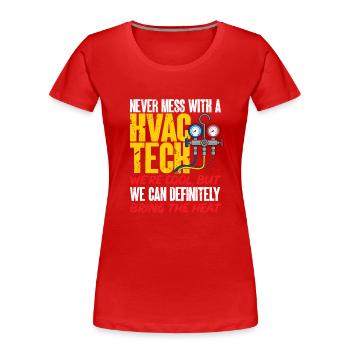 Chauffage, Climatisation, Ventilation, Technicien - T-shirt bio Premium Femme - rouge - Devant - Mia (176cm)
