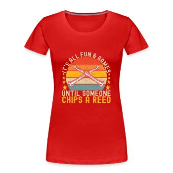 Klarinette Blasinstrument Klarinettenspieler - Frauen Premium Bio T-Shirt - Rot - Vorne - Mia (176cm)