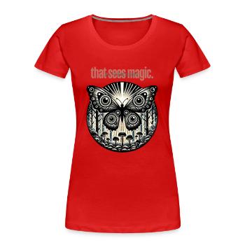 Enchanted Eyes Butterfly - Frauen Premium Bio T-Shirt - Rot - Vorne - Mia (176cm)