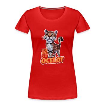 Ocelot Chat Sauvage Animaux Exotiques Jungle Gros Chat - T-shirt bio Premium Femme - rouge - Devant - Mia (176cm)