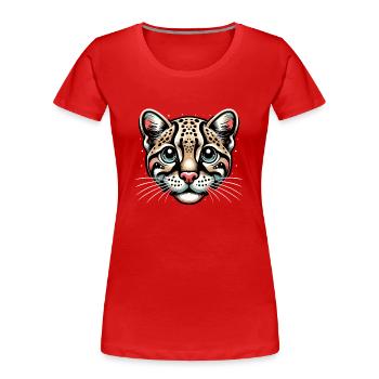 Ocelot Chat Sauvage Animaux Exotiques Jungle Gros Chat - T-shirt bio Premium Femme - rouge - Devant - Mia (176cm)