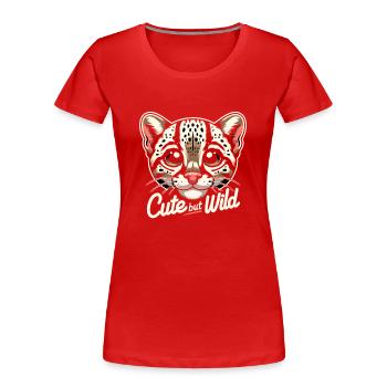 Ocelot Chat Sauvage Animaux Exotiques Jungle Gros Chat - T-shirt bio Premium Femme - rouge - Devant - Mia (176cm)