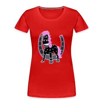 Pferd Pferde Hufeisen Reiterin Reiter Gaul witzig - Frauen Premium Bio T-Shirt - Rot - Vorne - Mia (176cm)