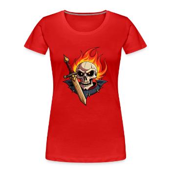 SCHWERTER UND SCHÄDEL - Frauen Premium Bio T-Shirt - Rot - Vorne - Mia (176cm)