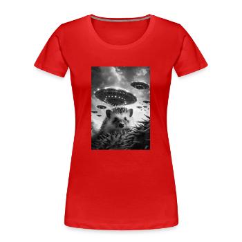 Ufo Selfie Igel - Frauen Premium Bio T-Shirt - Rot - Vorne - Mia (176cm)