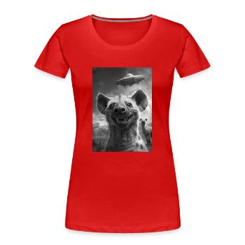 Ufo Selfie Hyäne - Frauen Premium Bio T-Shirt - Rot - Vorne - Mia (176cm)