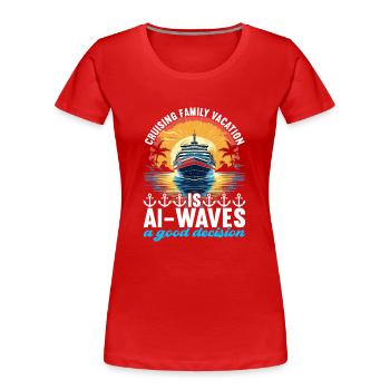 Kreuzfahrt Urlaub Kreuzfahrtschiff - Frauen Premium Bio T-Shirt - Rot - Vorne - Mia (176cm)