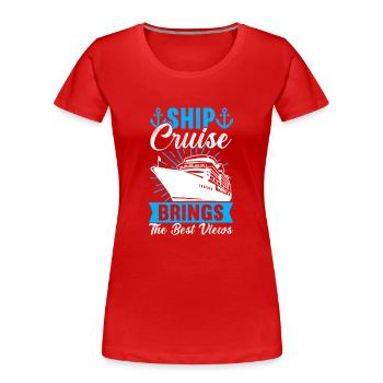 Kreuzfahrt Urlaub Kreuzfahrtschiff - Frauen Premium Bio T-Shirt - Rot - Vorne - Mia (176cm)