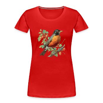 Robin Rotkehlchen - Frauen Premium Bio T-Shirt - Rot - Vorne - Mia (176cm)