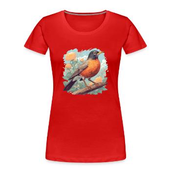 Robin Rotkehlchen - Frauen Premium Bio T-Shirt - Rot - Vorne - Mia (176cm)