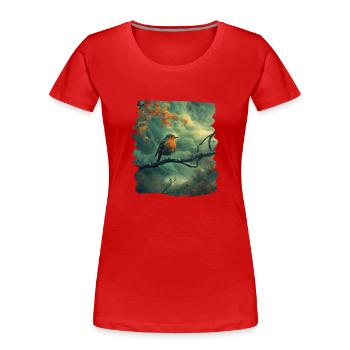 Robin Rotkehlchen - Frauen Premium Bio T-Shirt - Rot - Vorne - Mia (176cm)