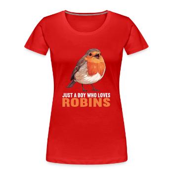 Robin Rotkehlchen - Frauen Premium Bio T-Shirt - Rot - Vorne - Mia (176cm)