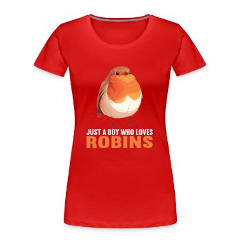 Robin Rotkehlchen - Frauen Premium Bio T-Shirt - Rot - Vorne - Mia (176cm)