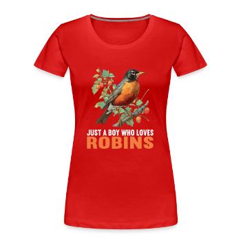 Robin Rotkehlchen - Frauen Premium Bio T-Shirt - Rot - Vorne - Mia (176cm)