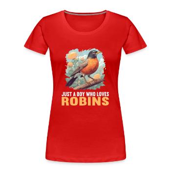 Robin Rotkehlchen - Frauen Premium Bio T-Shirt - Rot - Vorne - Mia (176cm)