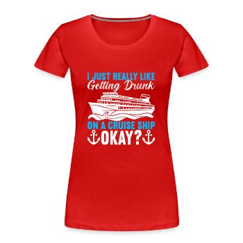 Kreuzfahrt Urlaub Kreuzfahrtschiff - Frauen Premium Bio T-Shirt - Rot - Vorne - Mia (176cm)